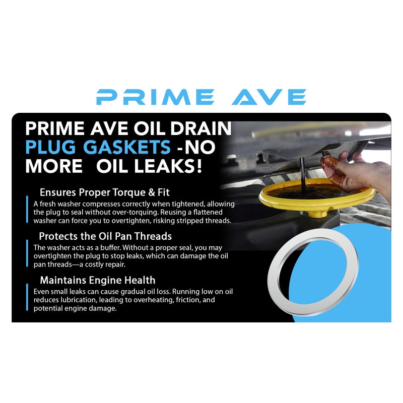 PRIME AVE Oil Drain Plug Gasket Crush Washer - 18mm Aluminum Crush Washers for Leak Proof Seal - Compatible with Ford Mazda Porsche & Volvo Part# 90012310630, 977751, 995641800 (Pack of 15) - Image 2
